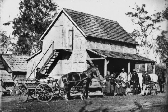 German family outside a farm building in the Bethania area Queensland ca 1871