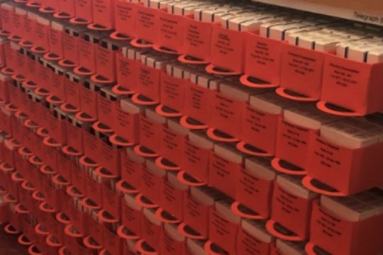 rows of boxes of microfilm