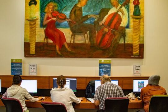 People using free computers at Cairns Public Library