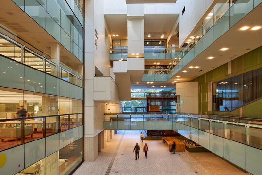 Open air atrium at State Library of Queensland.