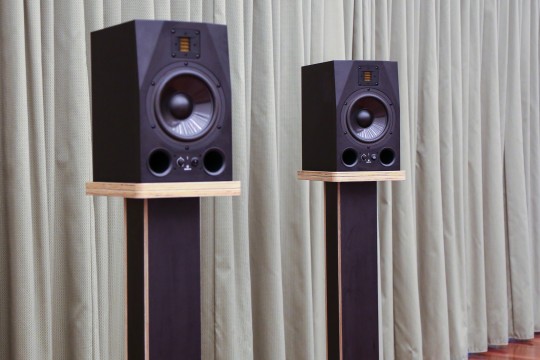 Bespoke speaker stands with speakers