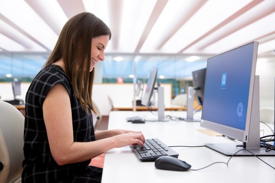 Student accessing resources on the computer