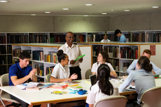 Students at the library