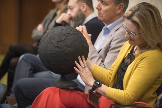 Woman looking at the Tunley globe