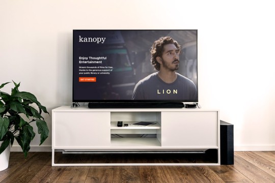 Kanopy streaming service on TV in lounge room