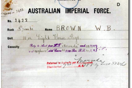 Service record William Bert Brown