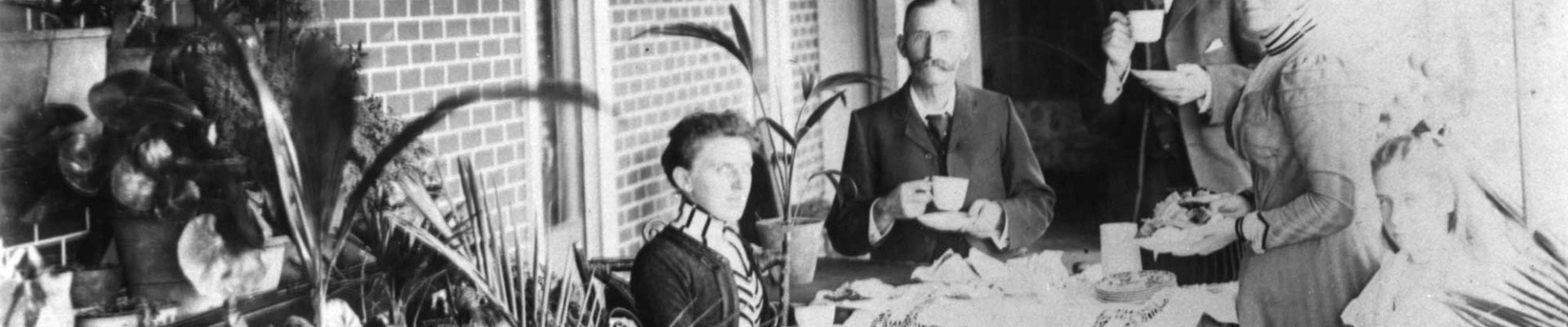 Afternoon tea on the verandah of Sedgley Grange Newmarket Brisbane 1900-1910