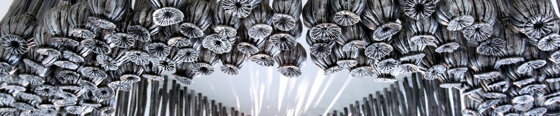 Black Opium by Dr Fiona Foley, photo by Josef Ruckli. Black Opium artwork by Fiona Foley in the State Library of Queensland Photo by Carl Warner