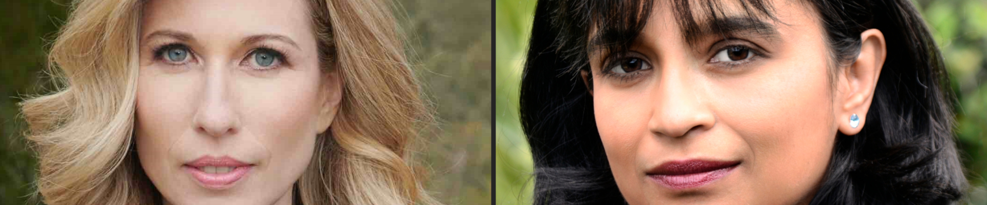 on the left is a close up photo of Natasha Lester on the right is a close up photo of Nalini Singh