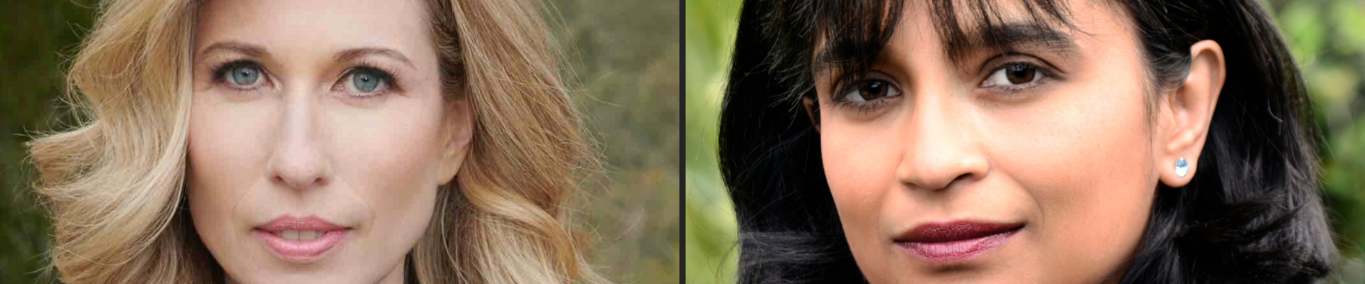 on the left is a close up photo of Natasha Lester on the right is a close up photo of Nalini Singh