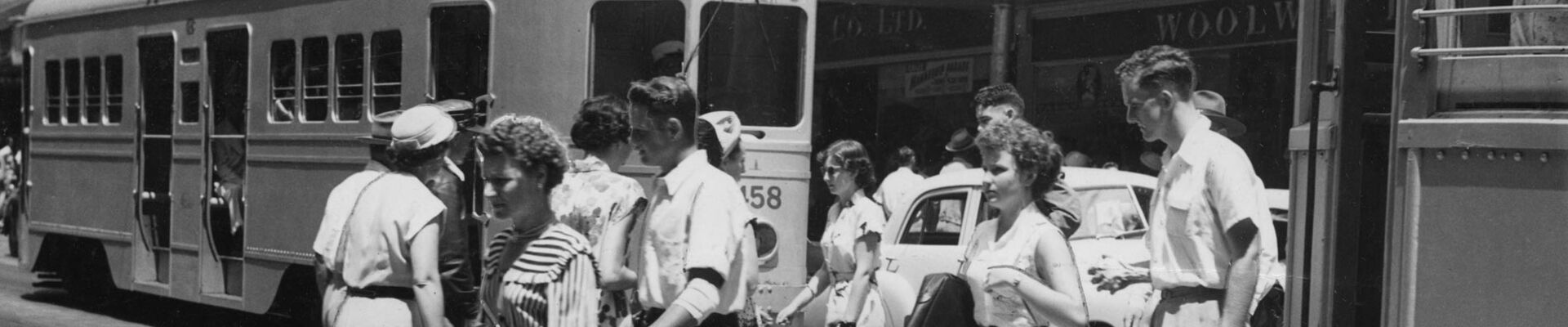Street scene in Queen Street, between Edward and Albert Streets, Brisbane, 1952 Street scene in Queen Street between Edward and Albert Streets Brisbane 1952