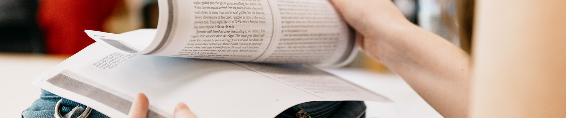 Young writer reading a short story