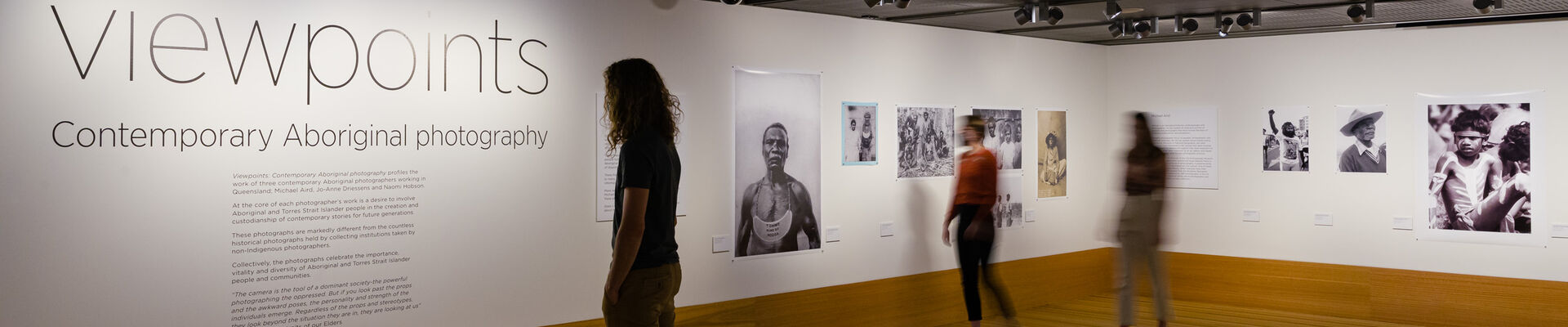 Visitors looking at the Viewpoints exhibition