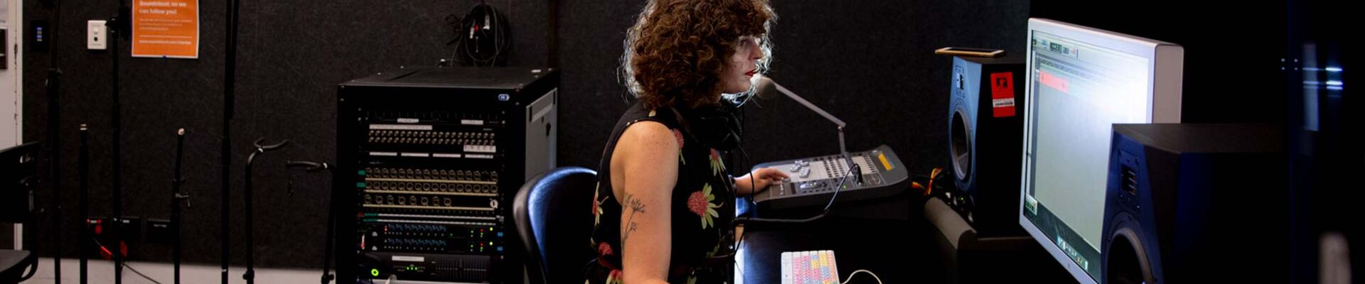Woman using the Recording Studio at the Edge