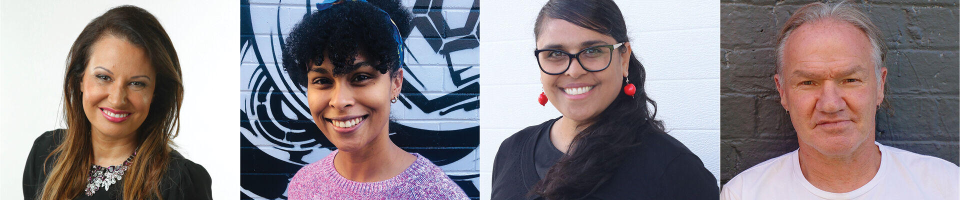 Headshots of Larissa Behrendt Jasmin McGaughey Rhianna Patrick and Tony Birch