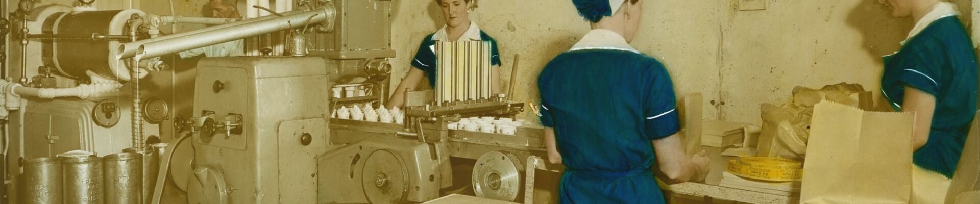 Women workers on the production line at Peters Arctic Delicacy Company factory, West End, Brisbane Women workers on the production line at Peters Arctic Delicacy Company factory West End Brisbane