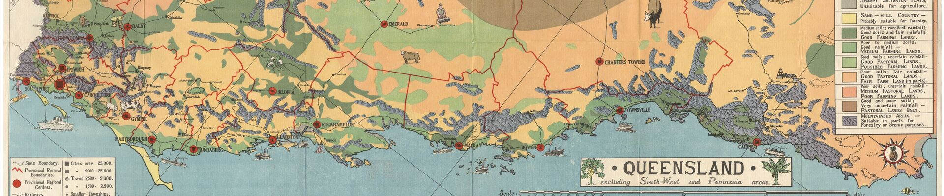 Queensland excluding South-west and Peninsula areas / prepared by the Bureau of Industry ; under instructions from the Chief Secretary's Department, Brisbane. Queensland excluding South-west and Peninsula areas prepared by the Bureau of Industry under instructions from the Chief Secretarys Department Brisbane