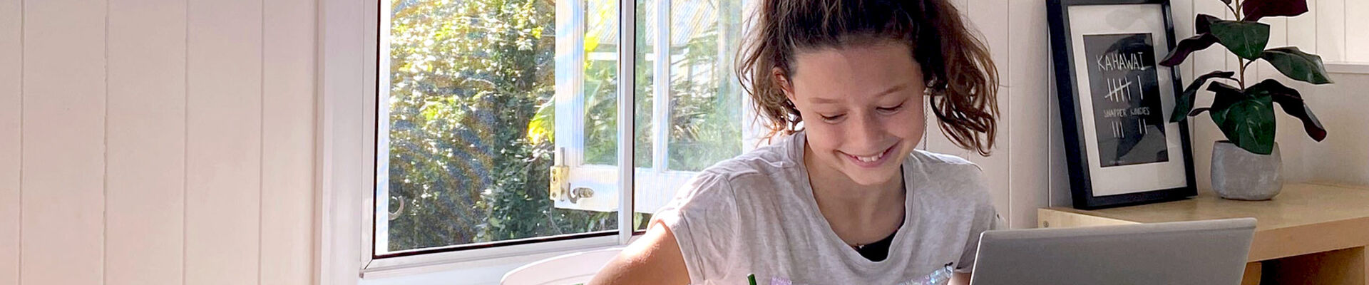 Student studying at home