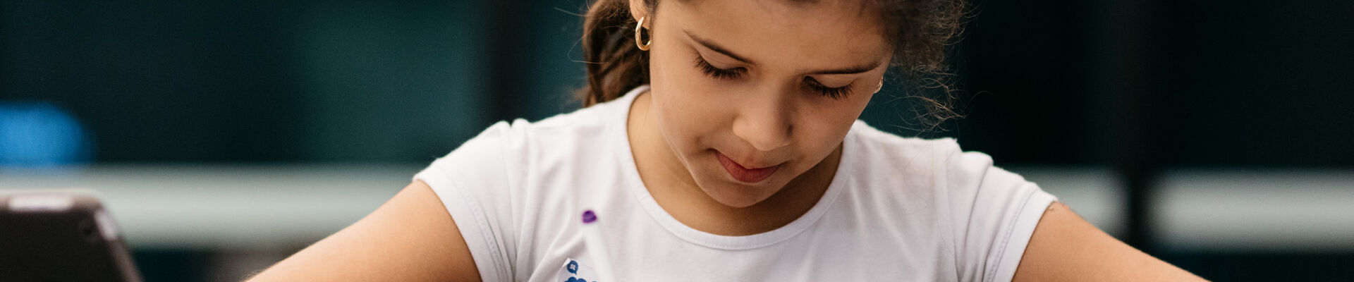 Girl writing a story