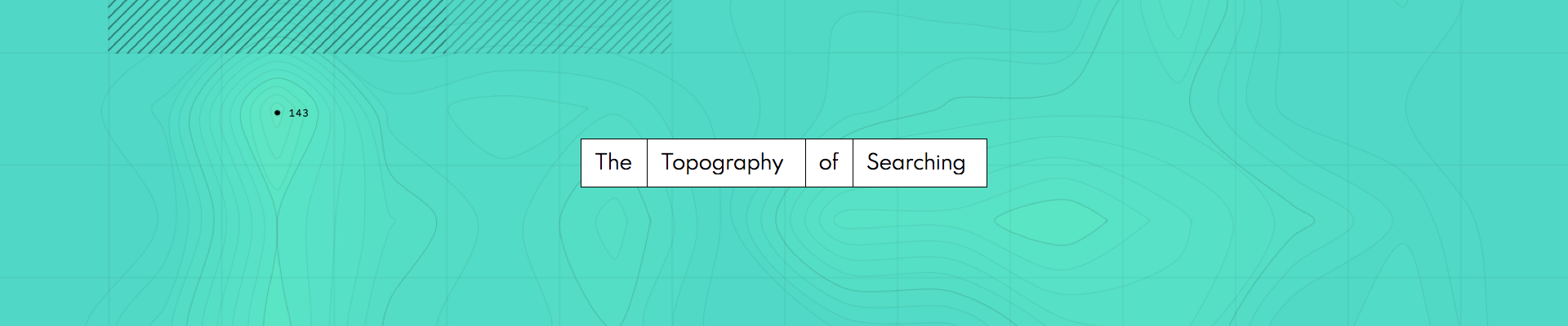Topographic map with the words The Topography of Searching