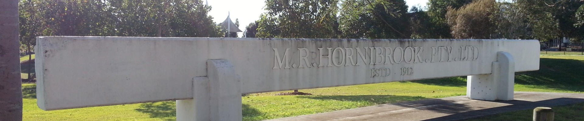 The archway of old Hornibrook Entrance Gates at Bulimba Works now placed at the entrance to a park on the previous site