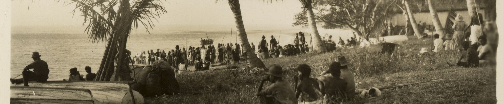 Crowds gathered on the beach at Palm Island, Queensland Crowds gathered on the beach at Palm Island Queensland
