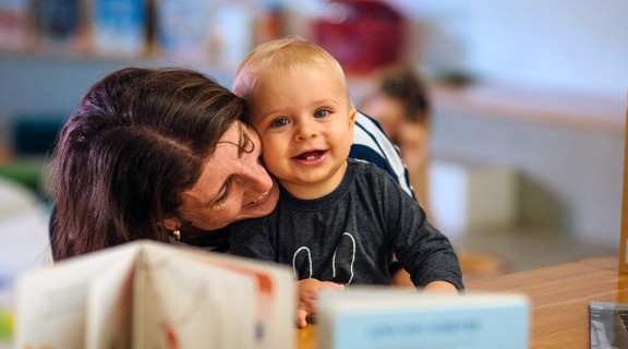Mother and baby playing