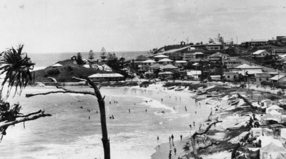 Aerial view of Rainbow Bay at Coolangatta, Queensland, ca. 1948.