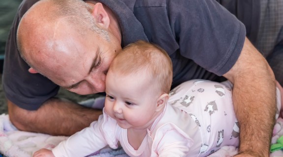Father and baby at Dads N Bubs session