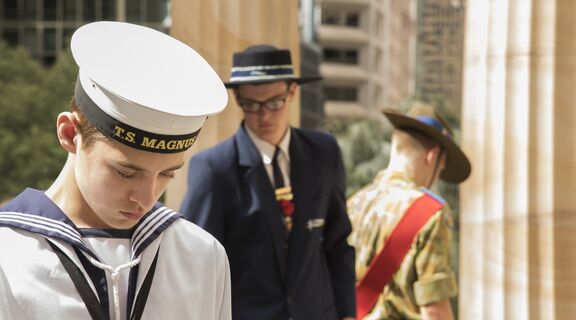 Students participating in the 2016 Anzac Commemoration School Service
