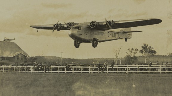 British Imperial Airways plane Astraea coming in to land at Archerfield air field