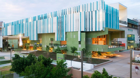 Exterior view of the State Library of Queensland.