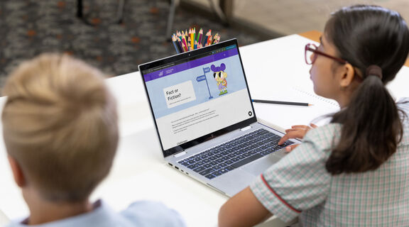Student looking at computer