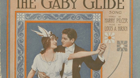 Front cover with woman and man dancing for the music score The Gaby Glide (1912)