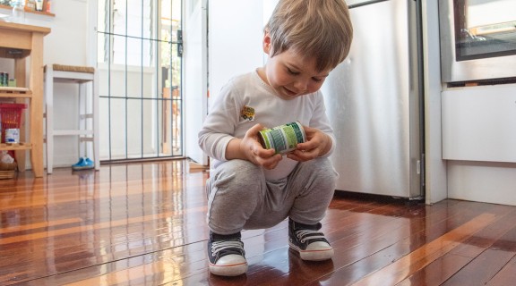 Boy with tuna can