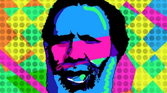 A colourful artistic portrait of Eddie Mabo.