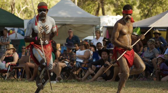two aboriginal dancers at the Laura festival 
