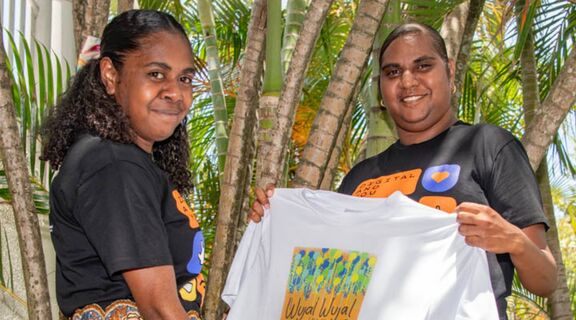 IKC Coordinators with T-shirts they designed and printed during a Digital and You Digital Arts Workshop.