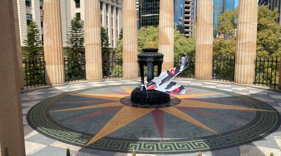 Paper spitfire models at Anzac Square