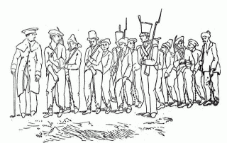 Sketch of convict chain gang taken from  JJKnights In the early days  history and incident of pioneer Queensland 1898