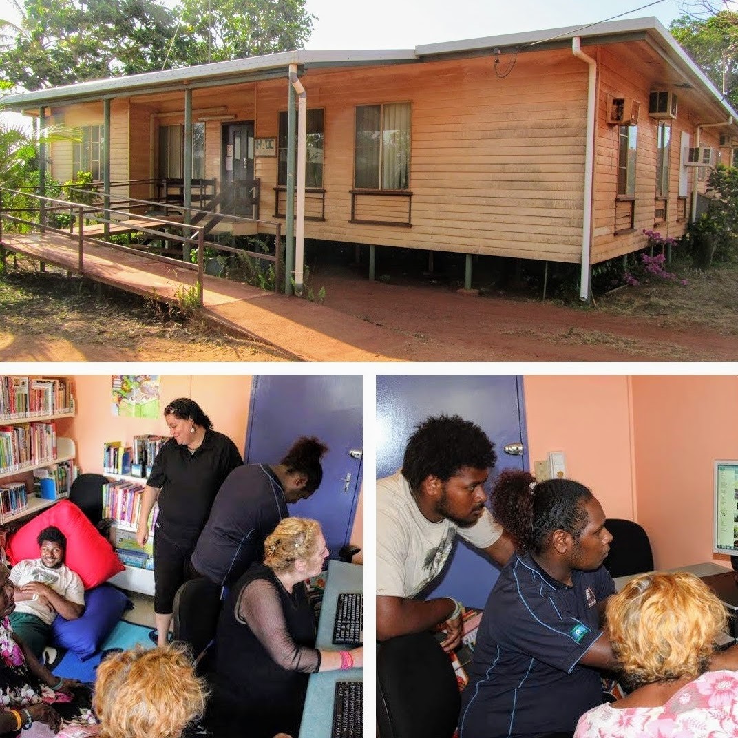 A collage of images from the opening day of Bamaga IKC. 