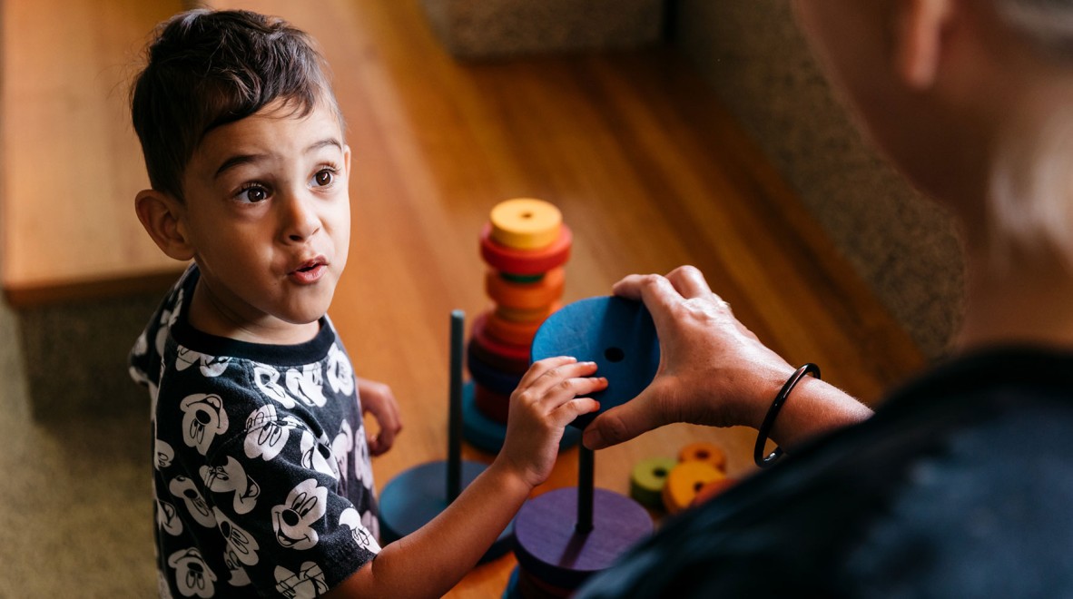 Boy playing with toys