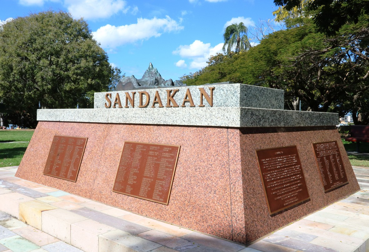 New Farm Sandakan Memorial outdoor stone memorial with plaques and sculpture