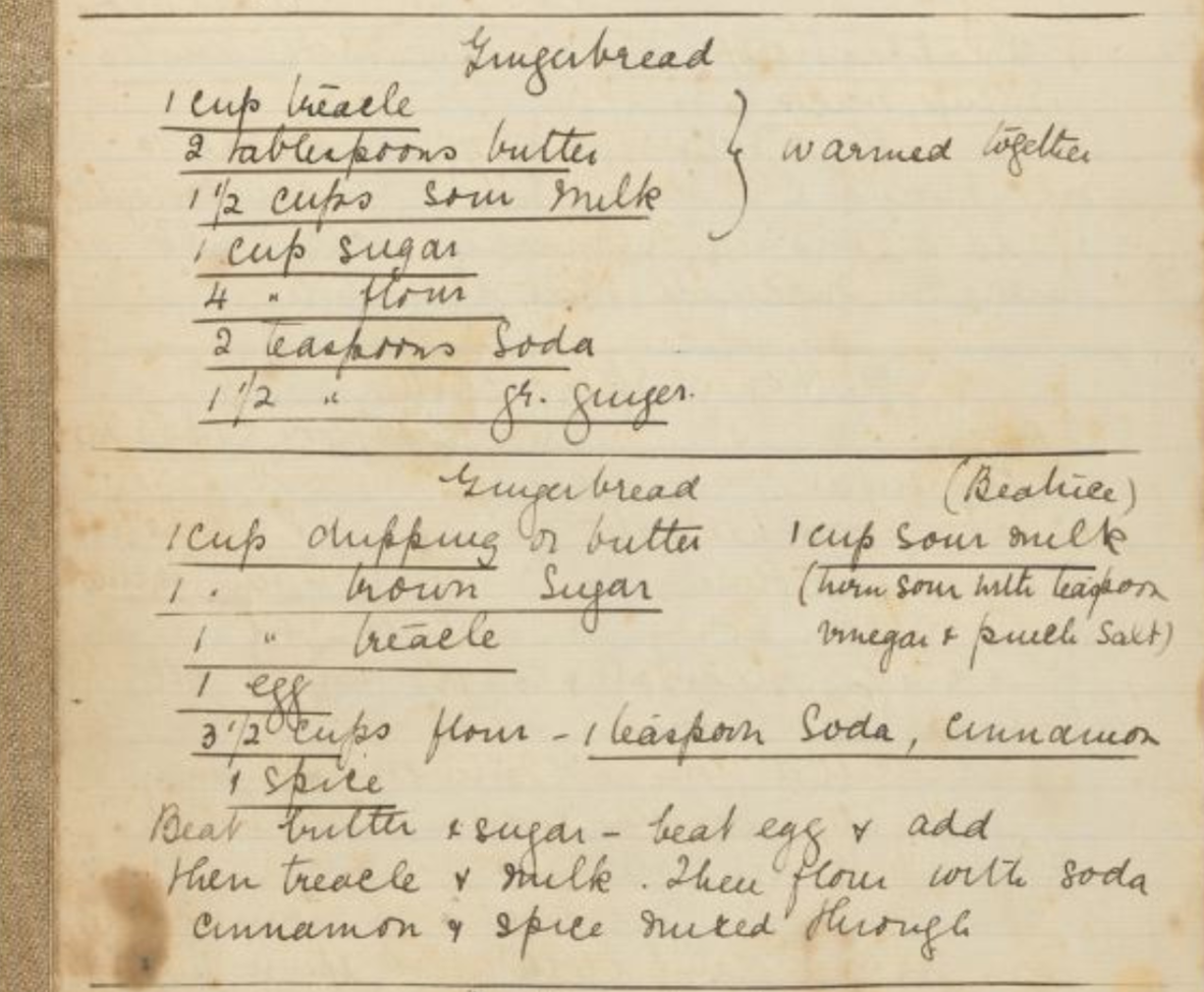Gingerbread recipes from Patricia Shannon recipe books