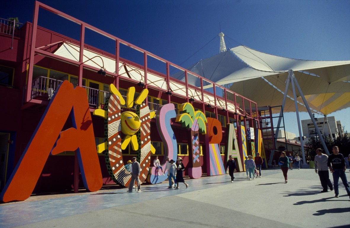 Australian pavilion at Expo 88 in South Bank, Queensland, 1988. Photograph by Noel Pascoe.