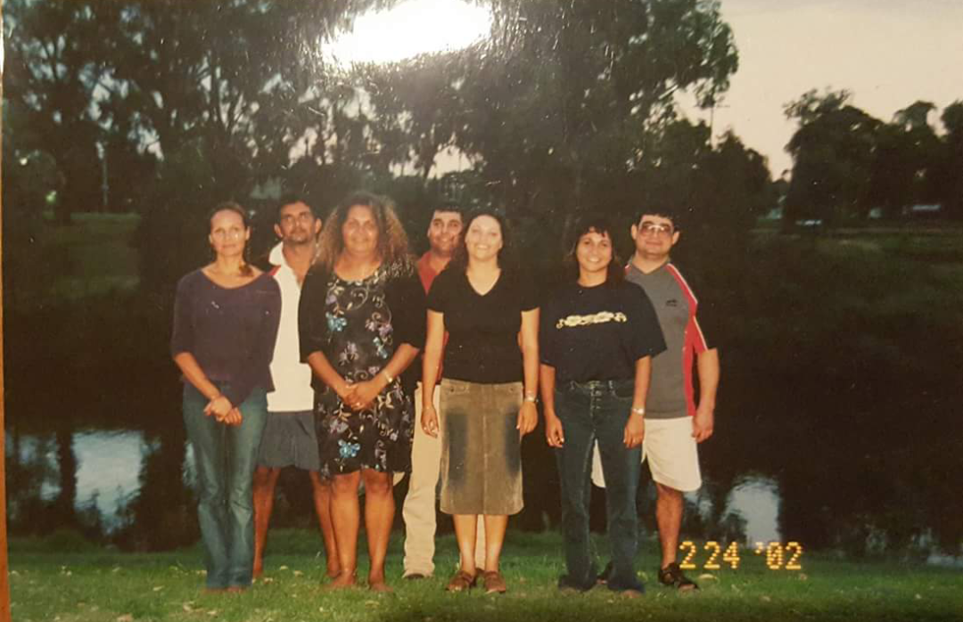 The first West Family reunion photo, 2002. 7 of 12 West siblings (most meeting for the first time).