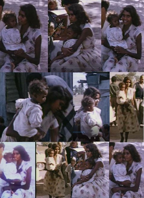 This is my Grandmother Joan Margaret West at Goodooga with her baby Gerald Thomas West.  These photos are so precious, she obviously loved being a Mum. Stills taken from Brewarrina Mission Film.