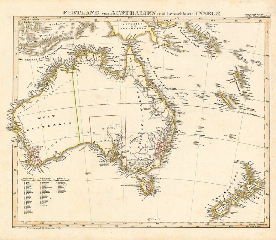 1847 Festland von Australien und benachbarte Inseln Adolphe Stieler 1775-1836  F Stulpnagel 1781-1865 Gotha  Justus Perthes 1847 