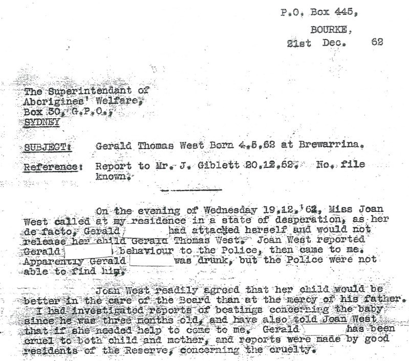 Domestic violence report for Gerald Thomas West.