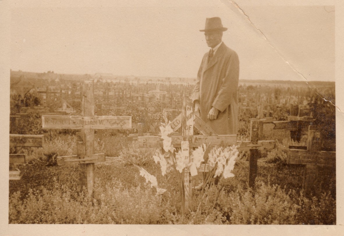 Fred Attewells father attending the grave of his son France 1927 Photo courtesy of Les Robinson